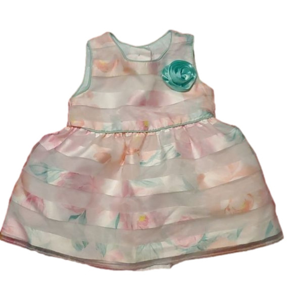 Wonder NationĀ Infant Girls Sheer Pink Floral Dress Size 0-3 Months - Picture 1 of 8